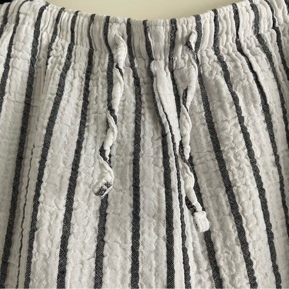 Onia White Striped Cotton Gauze Crinkled Drawstring Tapered Pants 20302 - Picture 4 of 10